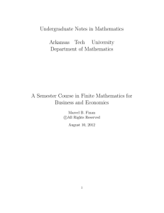 A Semester Course in Finite Mathematics