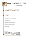 SAMPLE TEST CIM MATHEMATICS 2004-2008