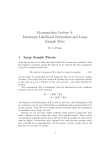 Econometrics Lecture 4: Maximum Likelihood Estimation and Large Sample Tests 1