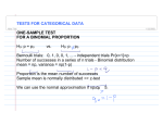 TESTS FOR CATEGORICAL DATA ONE-SAMPLE TEST FOR A BINOMIAL PROPORTION H