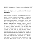 EC327: Advanced Econometrics, Spring 2007 Limited dependent variables and sample selection