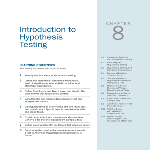 Chapter 8 - Introduction to Hypothesis Testing