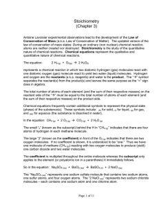 Stoichometry Notes (Unit 2)