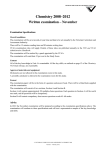 Chemistry 2008–2012 Written examination – November Examination Specifications