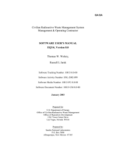 Civilian Radioactive Waste Management System Management &amp; Operating Contractor Thomas W. Wolery,