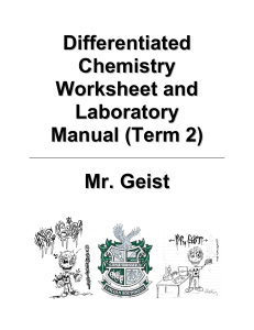 Differentiated Chemistry Worksheet and Laboratory