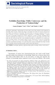 Forbidden Knowledge: Public Controversy and the Production of