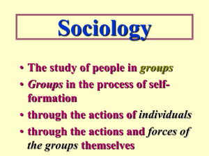 Sociology The study of people in Groups through the actions of