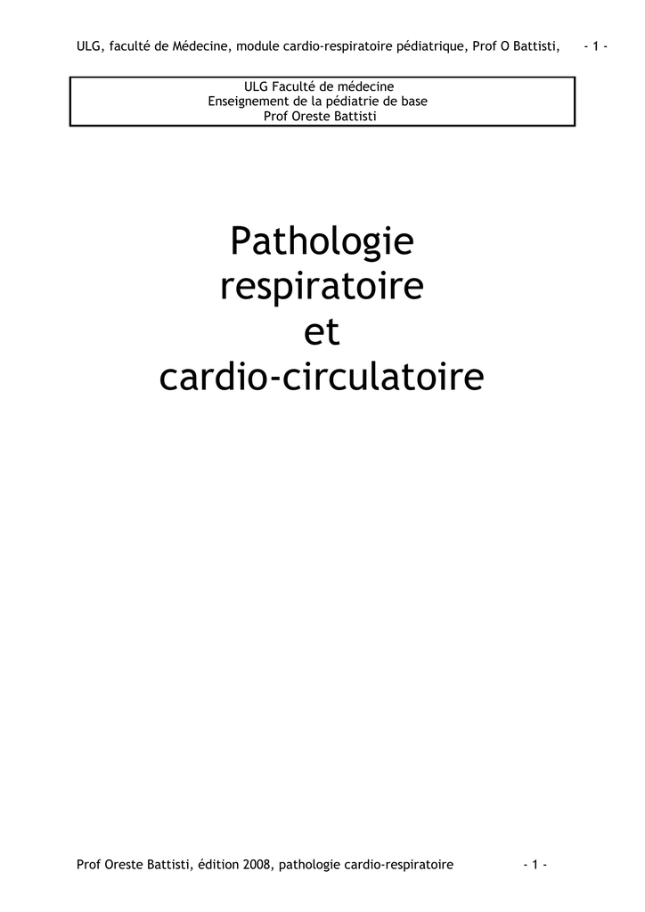 Pathologie Respiratoire Et Cardio Circulatoire