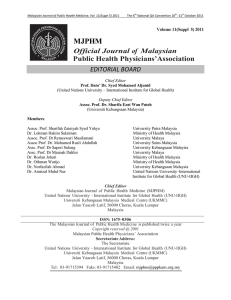 Official Journal Of Malaysian Public Health Physicians