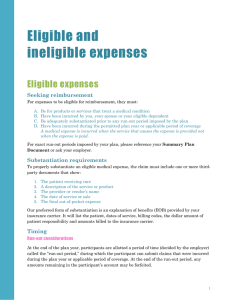 Eligible and ineligible expenses