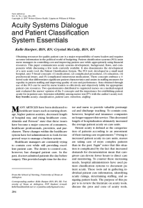 Acuity Systems Dialogue and Patient Classification System Essentials