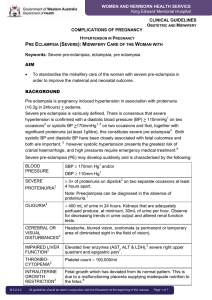 Pre Eclampsia (Severe): Midwifery Care of the Woman with