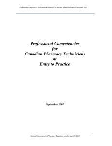 Professional Competencies for Canadian Pharmacy Technicians at