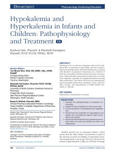 Hypokalemia and Hyperkalemia in Infants and Children