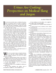 Urines Are Cooking: Perspectives on Medical Slang and Jargon