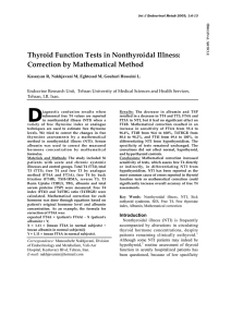 Thyroid Function Tests in Nonthyroidal Illness