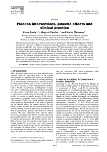 Placebo interventions, placebo effects and clinical practice