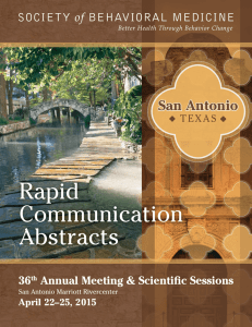 Rapid Communication Abstracts - Society of Behavioral Medicine