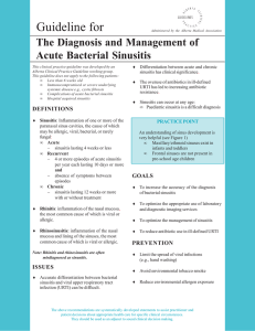 The Diagnosis and Management of Acute Bacterial Sinusitis