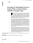 Screening for Psychological Factors in Patients With Low