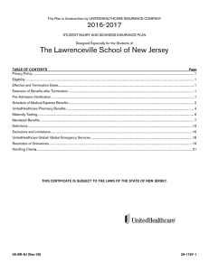 Health Insurance Brochure - The Lawrenceville School
