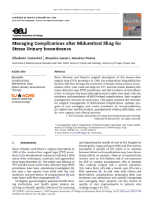 Managing Complications after Midurethral Sling for - EU-ACME