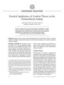 Practical Application of Comfort Theory in the