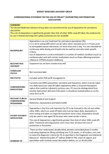 Commissioning statement for dapoxetine