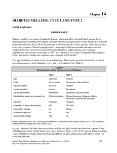 DIABETES MELLITIS: TYPE 1 AND TYPE 2