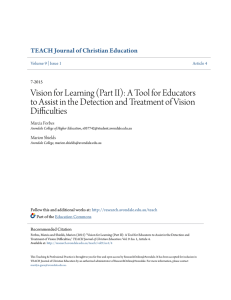 Vision for Learning (Part II)