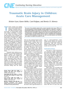 Traumatic Brain Injury In Children: Acute Care Management