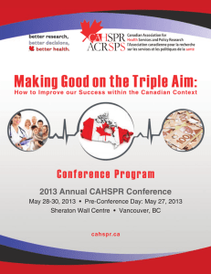 CAHSPR Conference 2013 Program
