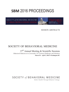 Abstract Supplement - Society of Behavioral Medicine