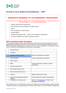 Primary Care Referral Guidelines – ENT