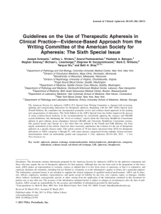 Guidelines on the Use of Therapeutic Apheresis in Clinical