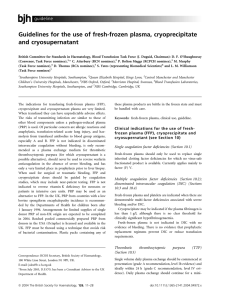 Guidelines for the use of fresh‐frozen plasma, cryoprecipitate and