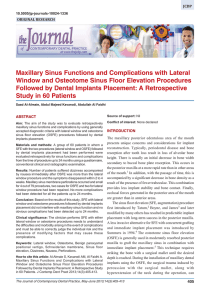 Maxillary Sinus Functions and Complications with