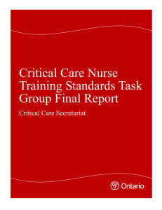 Critical Care Nurse Training Standards Task Group Final Report