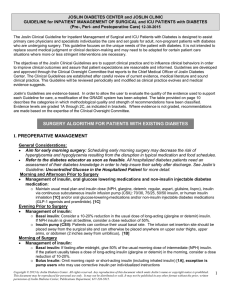 Inpatient Management of Surgical Patients with Diabetes