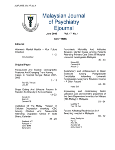 MJP 2008, Vol.17 No - Malaysian Journal of Psychiatry
