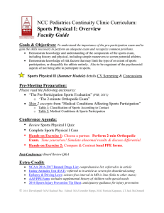 NCC Pediatrics Continuity Clinic Curriculum: Sports Physical I