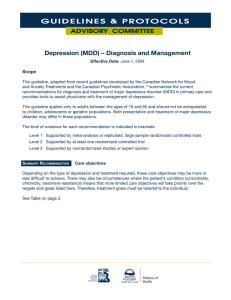 Diagnosis and Management of Major Depressive disorder