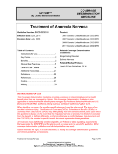 Treatment of Anorexia Nervosa