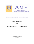 ARCHIVES of MEDICAL PSYCHOLOGY