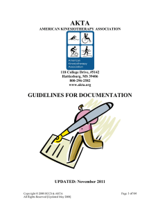 guidelines for documentation - American Kinesiotherapy Association