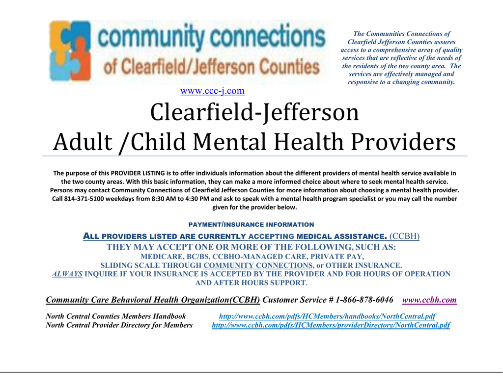 Clearfield Jefferson Adult Child Mental Health Providers Clearfield Jefferson Adult Child Mental Health Providers