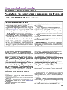 Anaphylaxis: Recent advances in assessment and treatment