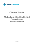 Clermont Hospital Physician Orientation Manual