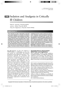 Sedation and Analgesia in Critically Ill Children